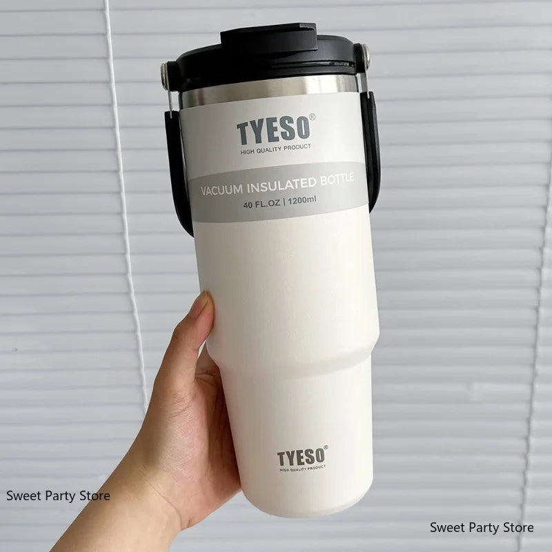 Tyeso1200ML Stainless Steel Thermos Bottle Car Coffee Cup Sports Water Bottles Keeps Cold and Heat Thermal Mug