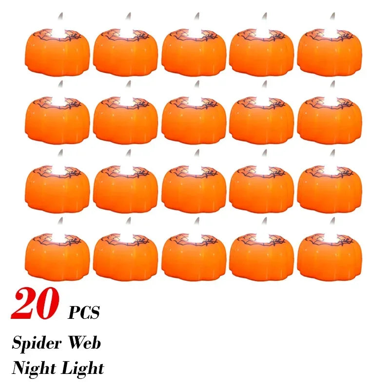 1-20PCS Halloween LED Pumpkin Electronic Candles Lights Halloween Horror Party Night Lights Home Porch Haunted House Decorations
