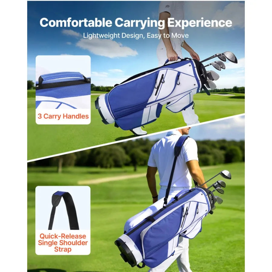 Golf Cart Bag, 15 Way Top Divider Organizer, Golf Club Bag with Full-length Divider, Storage Pockets, Ergonomic Shoulder Strap,
