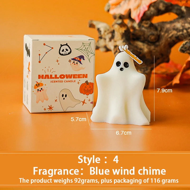 1pcs "Boo" Scented Halloween Candle 2025 - Pure White Flickering Ghost with Black Eyes Centerpiece Gift