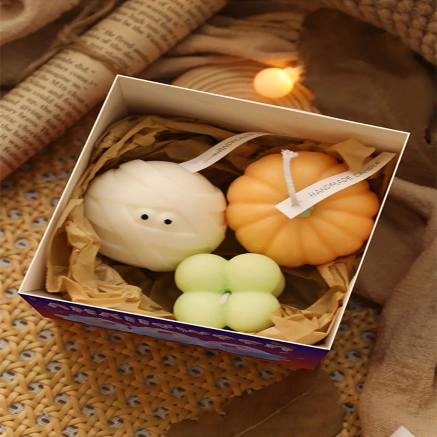Halloween Scented Candle Ghost Pumpkin Gift Box Set Aromatherapy Holiday Cute Gift Home Fragrance Decoration Ornament Atmosphere