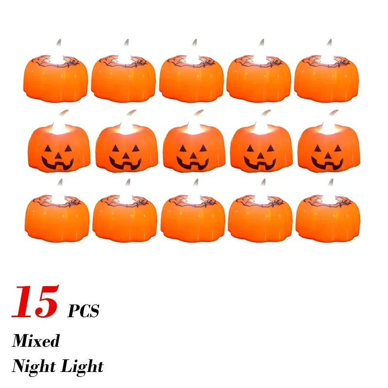 1-20PCS Halloween LED Pumpkin Electronic Candles Lights Halloween Horror Party Night Lights Home Porch Haunted House Decorations