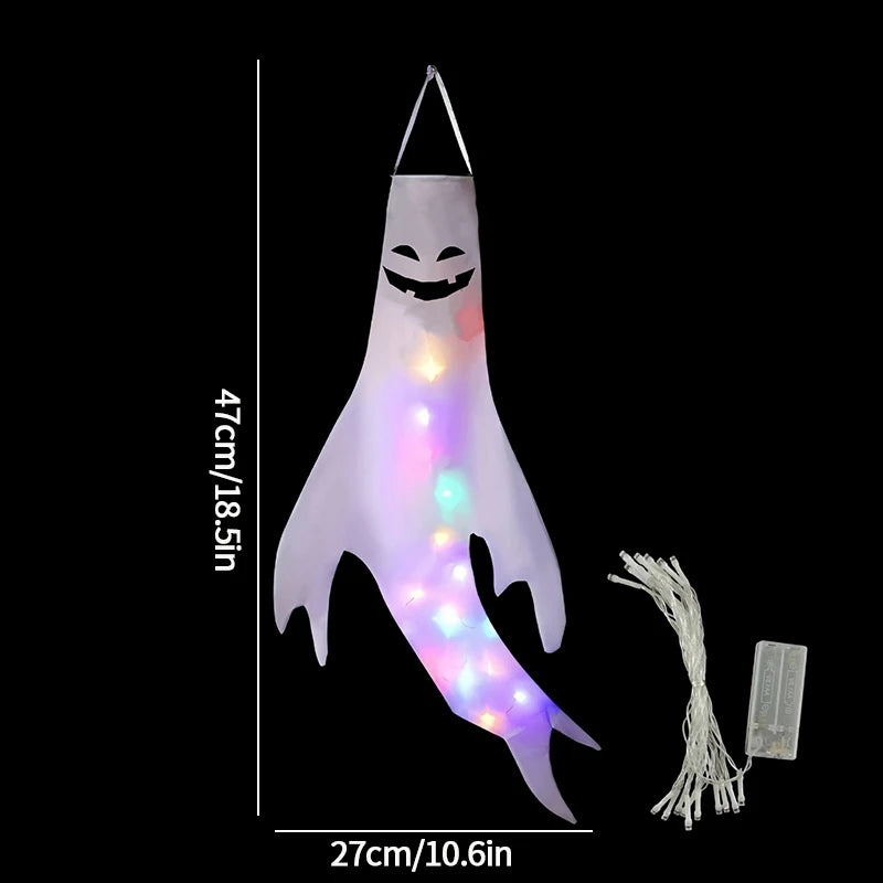 Halloween Hanging Decorations Scary Ghost Windsock DIY Emoticons Glow Ghost Lights Day of The Dead Halloween Horror Props