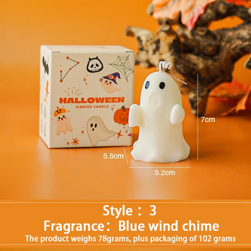 1pcs "Boo" Scented Halloween Candle 2025 - Pure White Flickering Ghost with Black Eyes Centerpiece Gift