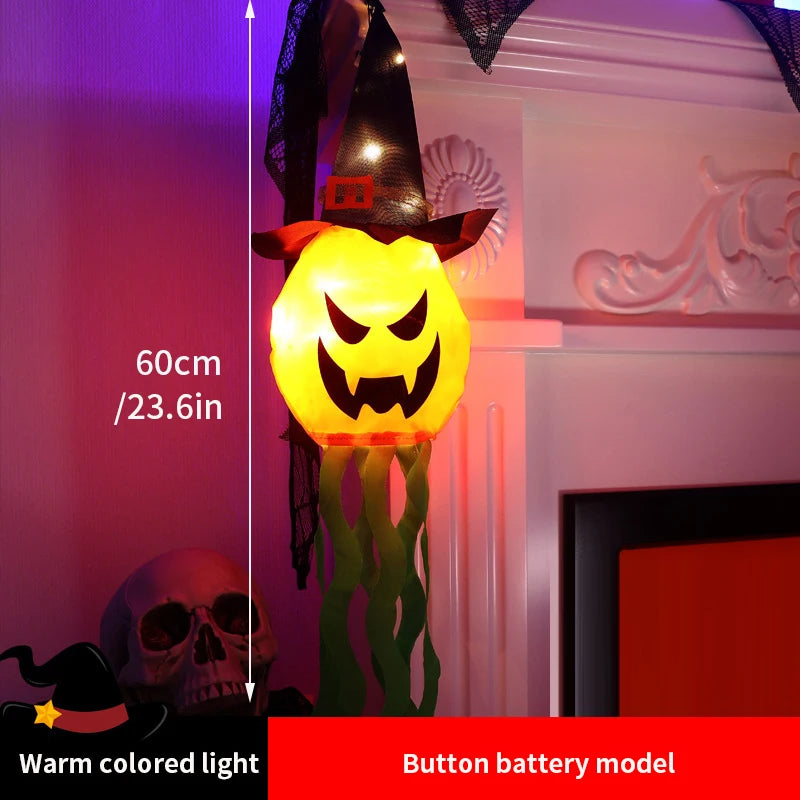 Halloween Hanging Decorations Scary Ghost Windsock DIY Emoticons Glow Ghost Lights Day of The Dead Halloween Horror Props