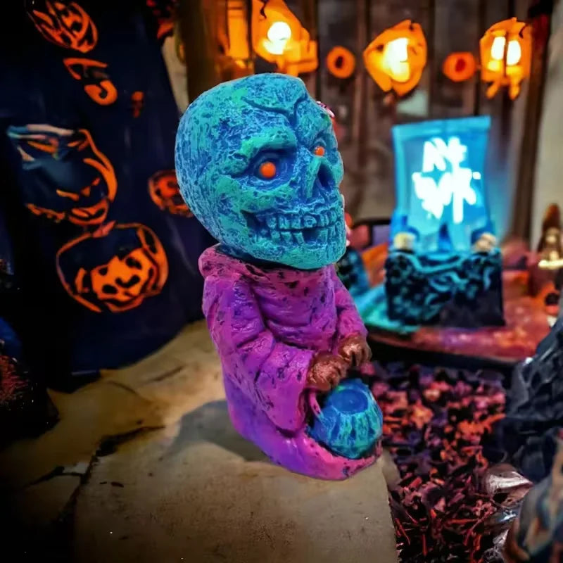 Halloween Party Horror Decoration Ornament Pumpkin Ghost Resin Sculpture Outdoor Courtyard Garden Haunted House Ghost Ornament