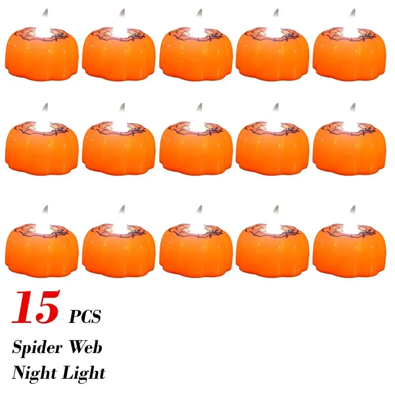 1-20PCS Halloween LED Pumpkin Electronic Candles Lights Halloween Horror Party Night Lights Home Porch Haunted House Decorations