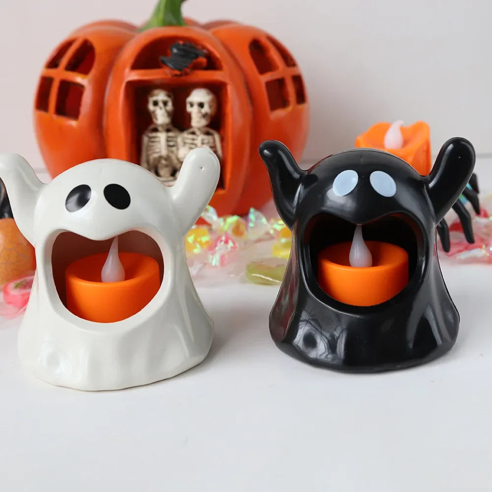 New Halloween Ghost Lamp With LED Flameless Candles Decorative Halloween Party Ghosts Horror Atmosphere Props Decoration