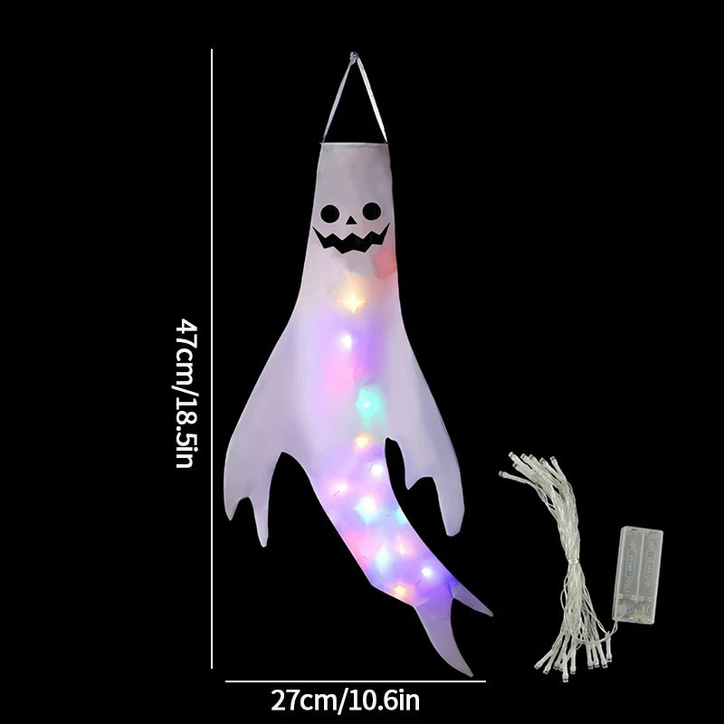 Halloween Hanging Decorations Scary Ghost Windsock DIY Emoticons Glow Ghost Lights Day of The Dead Halloween Horror Props