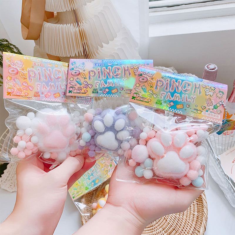 Handmade Fluffy Cat Paw Stress Relief Soft Toy Mochi Slow Rebound New Finger Toy Birthday Party Gift