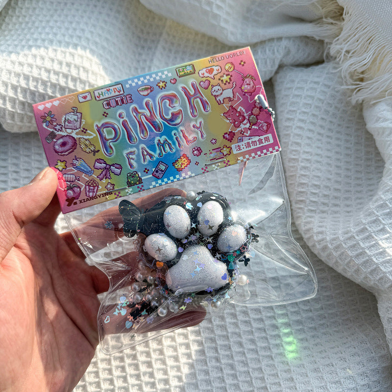 Handmade Fluffy Cat Paw Stress Relief Soft Toy Mochi Slow Rebound New Finger Toy Birthday Party Gift