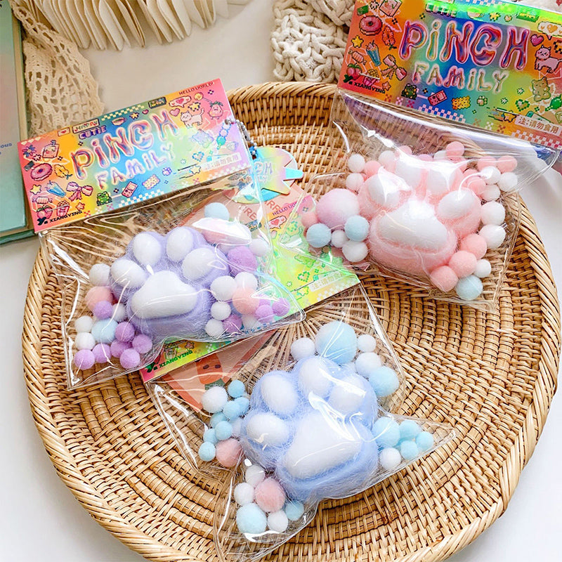 Handmade Fluffy Cat Paw Stress Relief Soft Toy Mochi Slow Rebound New Finger Toy Birthday Party Gift