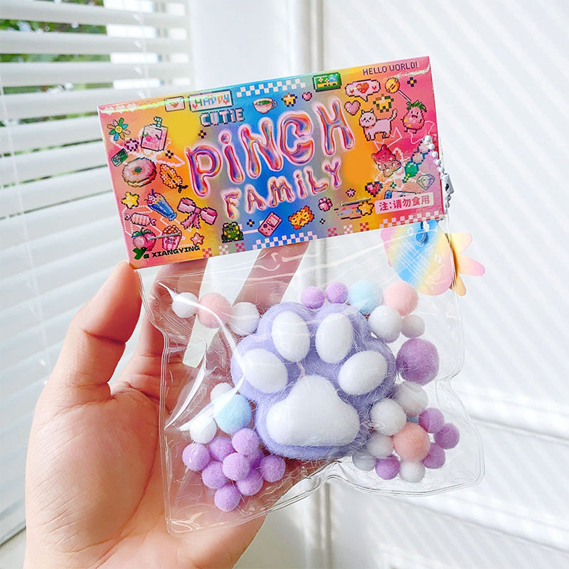 Handmade Fluffy Cat Paw Stress Relief Soft Toy Mochi Slow Rebound New Finger Toy Birthday Party Gift