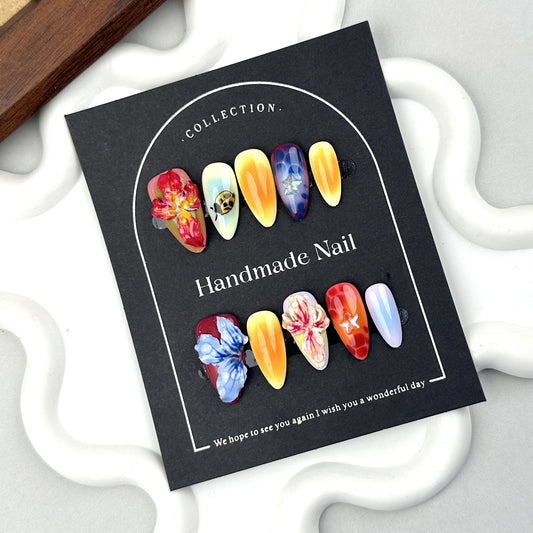 Pure Handmade Carved & Painted Ladybug Wearable Nail Tips | High-End Nail Art