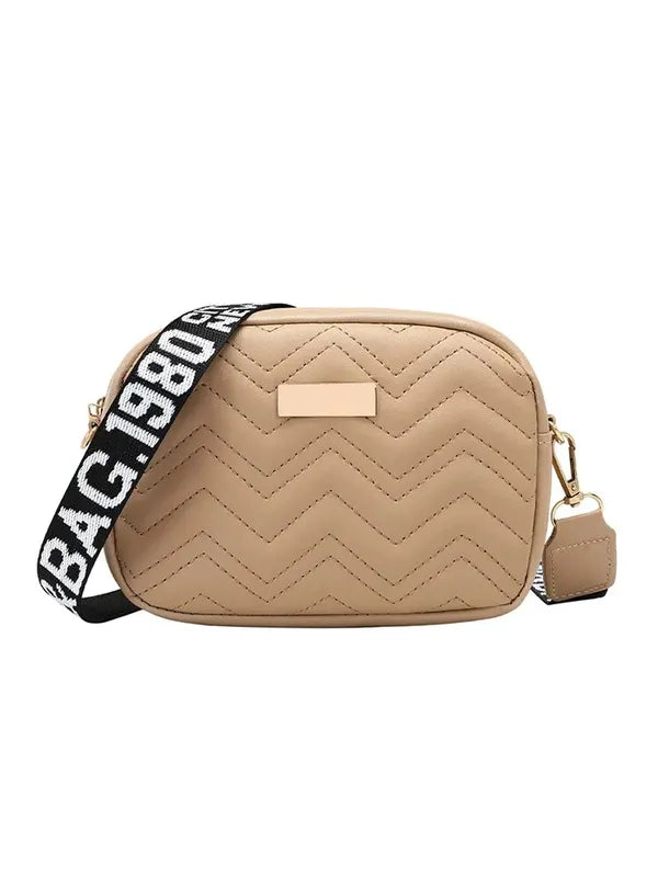 Sac carré à bandoulière avec broderie ondulée et sac à bandoulière imprimé de grande capacité pour femme