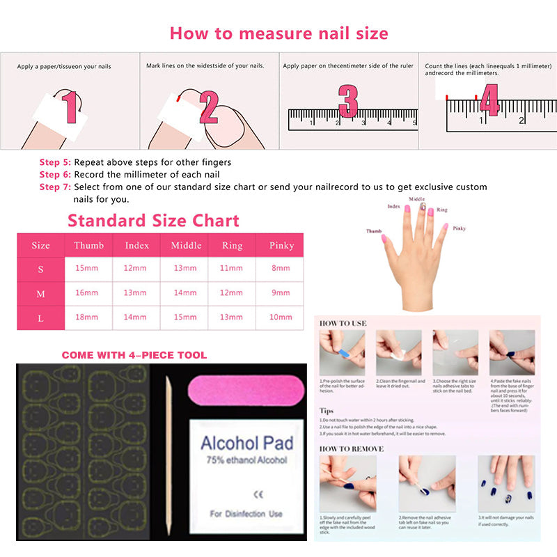24 pieces of nail tips Nail Set Red - Diamond Wearable Manicure: Encountering Luxurious Floral Charms on Nude - Pink Bases