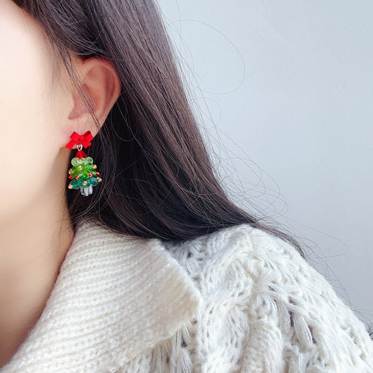 Christmas carols in the ear are Christmas tree earrings