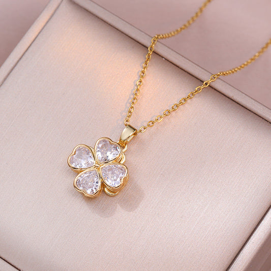 A four-leaf clover necklace that represents luck and beauty