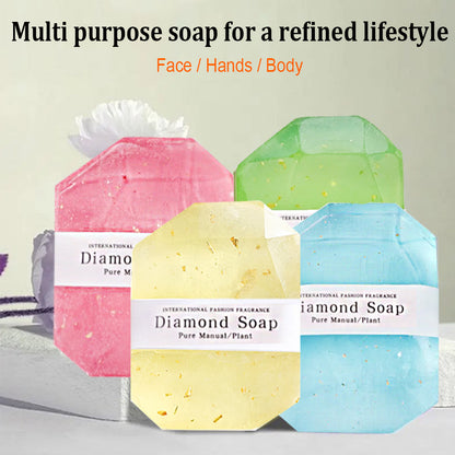 Hyaluronic Acid Diamond Essential Oil Soap Handmade Soap Gem Gold Foil Soap Face Hand Body Cleaning Soap Wedding Gifts