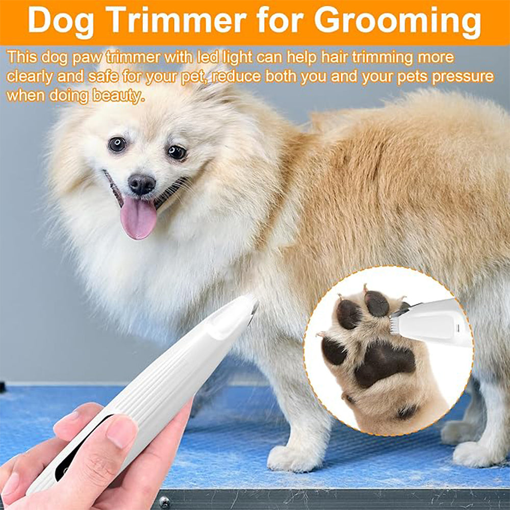 Portable Dog Paw Trimmer | With LED Light | Rechargeable Cordless | Nail Grinder Shaver for Cats And Other Pets | Nail Grooming Tools