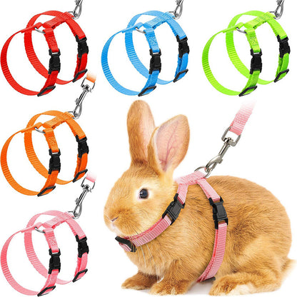 Low Price Rabbit Cat Harness And Leash Set | Adjustable Nylon Harnesses | For Bunny, Kitten | Pet Outdoor Walking Supplies | Accessories