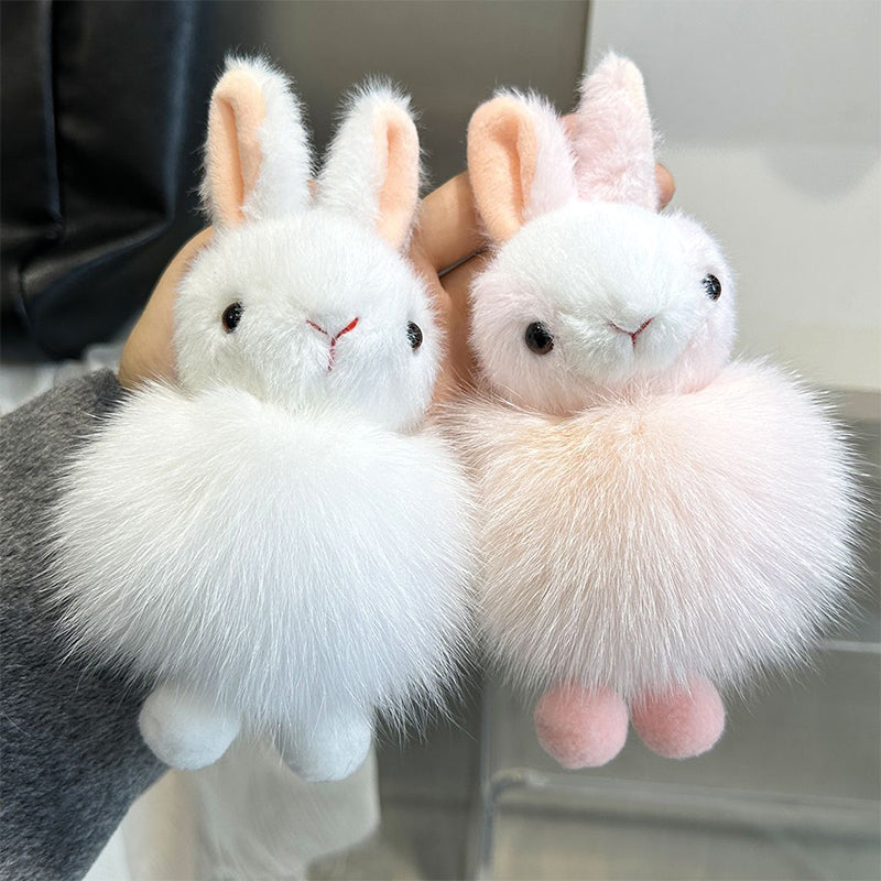 Cartoon - style plush rabbit keychain pendants, fashionable and cute animal rabbit pom - pom backpack accessory pendant toy keychains