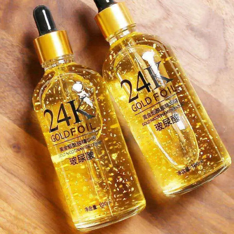 24K Gold Hyaluronic Acid Niacinamide Facial Essence | Collagen-Rich | Anti-Aging | Hydrating Whitening | Face Tightening