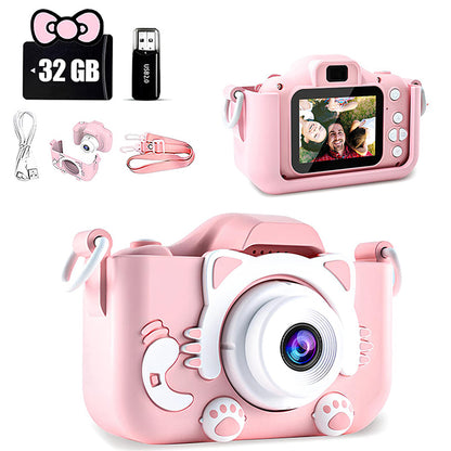 Kids Mini Digital Camera Toys Cartoon Soft Silicone Cover 32GB SD Card For Boy Girl Christmas Gift