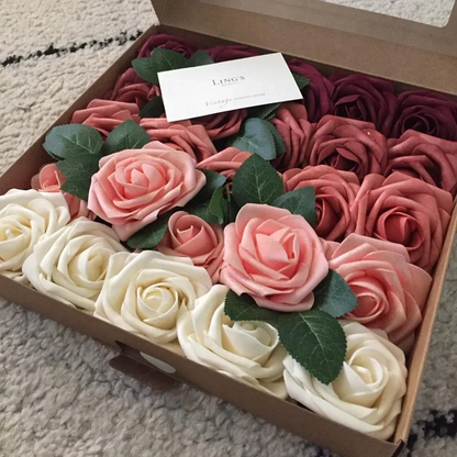 Rose Artificial Foam Fake Flowers | 15/25/100pcs Bulk Pack | Wedding Bouquets Centerpieces Mothers Day Valentines Gifts Party Decor