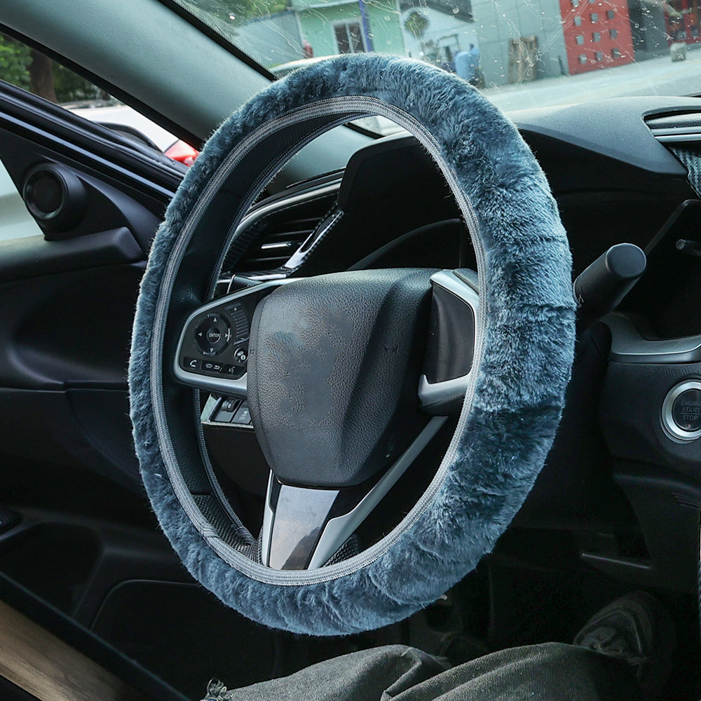 Car Plush Warm Steering Wheel Cover Auto Stylish Winter Faux Fur Steering Wheel Covers Universal Car Interior Accessories