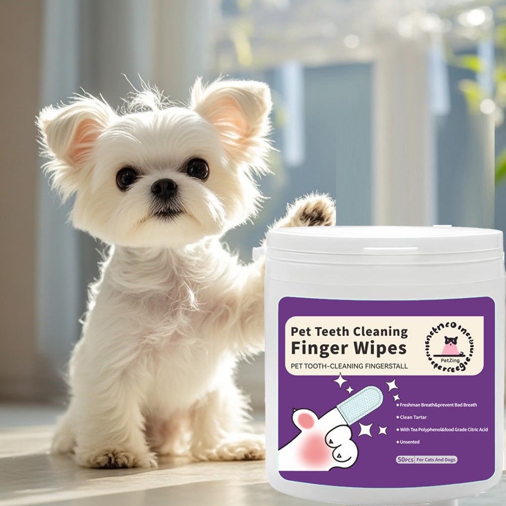 Teeth Cleaning Wipes for Dogs & Cats | Reduces Plaque | Freshens Breath | Finger Wipes | Disposable | Gentle Cleaning & Gum Care