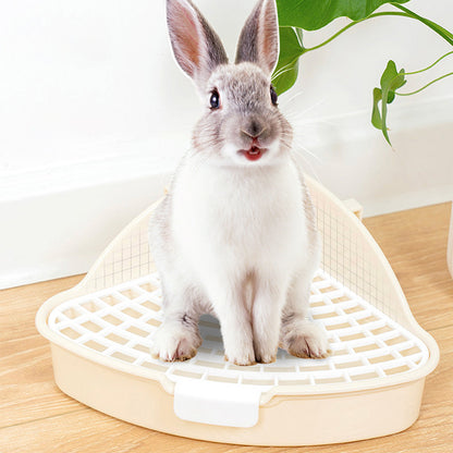 Rabbit Litter Pan | Animal Potty Trainer | Bunnies Corner Toilet Box | For Ferret, Hamster, Dragon, Cat, Guinea Pig, Dutch Pig | Supplies
