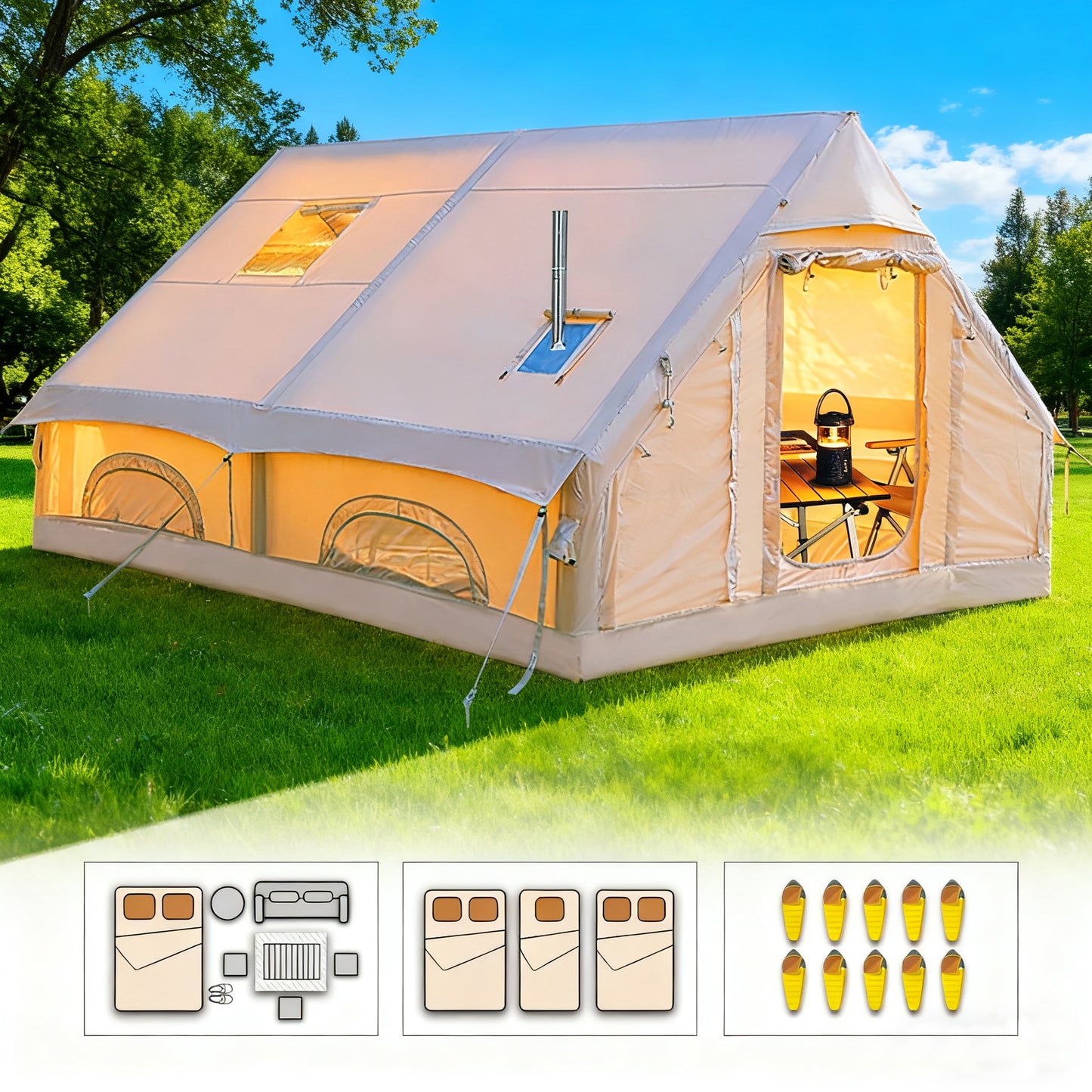 5-8 PERSON TENT Inflatable Tents for Camping |  Large Inflatable Camping Tent with Hand Pump |  Inflatable Tent | Easy Setup Tents for Camping Portable