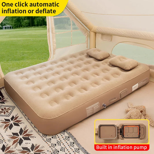 New Air Mattress with Built-In Pump | Self-Inflating Mat Cushion | Outdoor Tent Inflatable Bed | Double Sleeping Pad | for Camping or Indoor