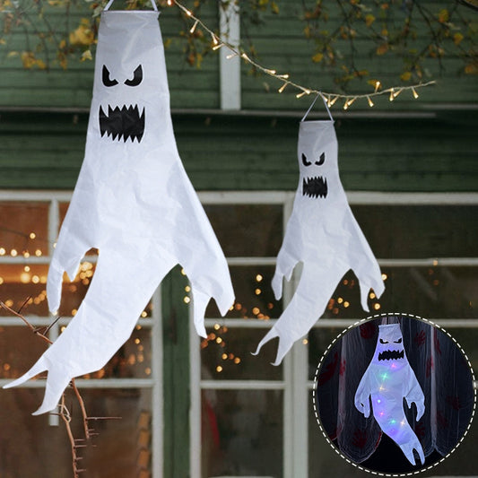 Halloween Hanging Decorations Scary Ghost Windsock DIY Emoticons Glow Ghost Lights  Day of The Dead Halloween Horror Props
