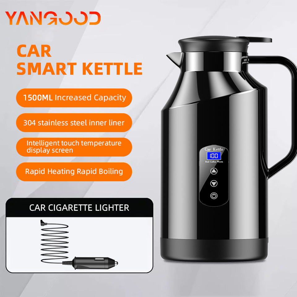 Portable Car Hot Kettle | 1500ML Large Capacity | 304 Stainless Steel Water Heater | Travel Auto 12V 24V | For Tea Coffee
