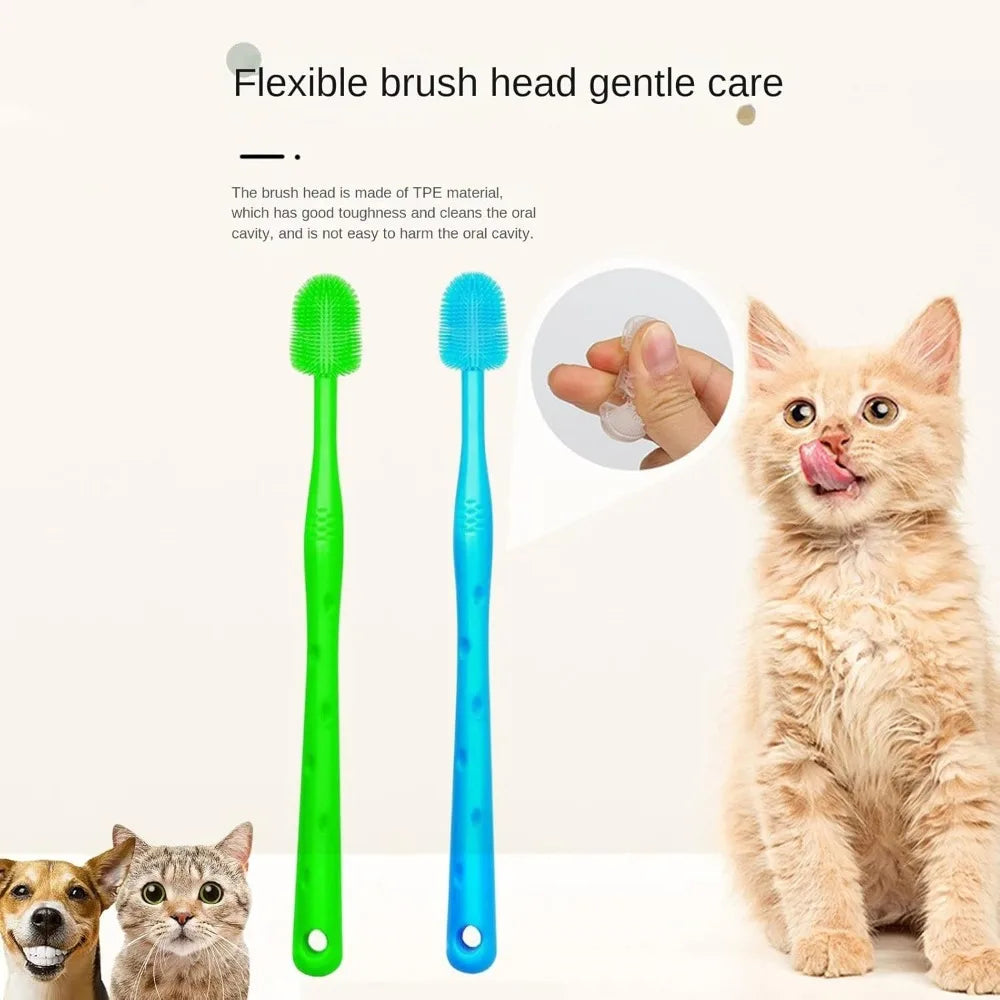 1/2 Pcs 360° Dog Cat Toothbrush | Soft Nylon Bristles | Tartar Cleaning | Tongue Coating Remover | Remove Bad Breath