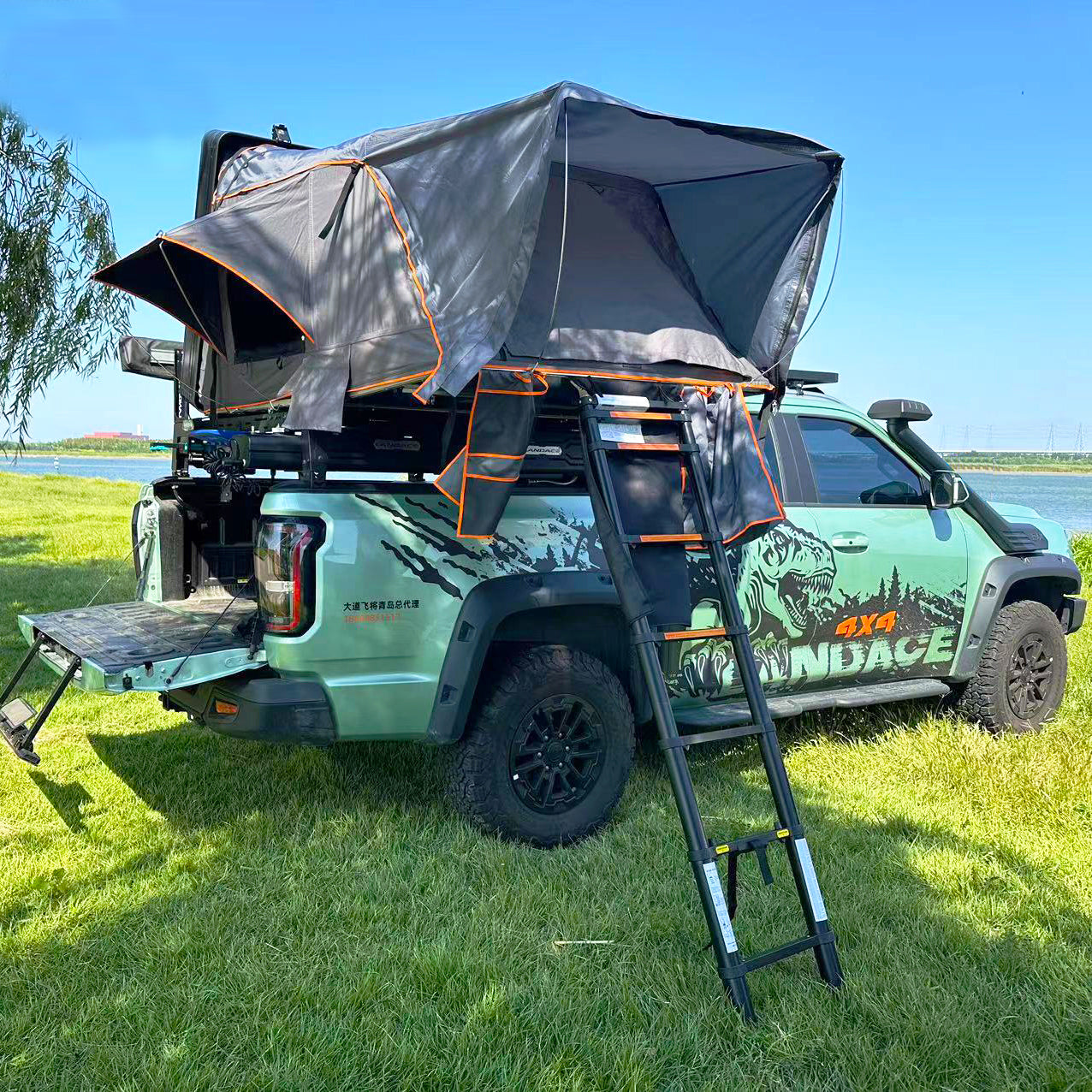 3-4 PERSON TENT Aluminum Hard Shell Roof Tent | Outdoor Camping & Pickup Truck Flip-Top Roof Tent