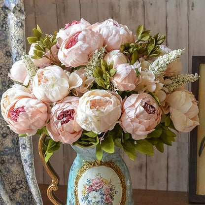 1Bunch European Artificial Peony Silk Flowers | Wedding Party Home Decor | Bouquet Wreath DIY Scrapbooking Supplies