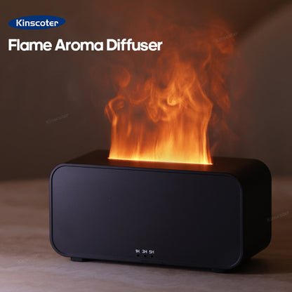 New Simulation Flame Aromatherapy Machine | Mini Air Humidifier | LED Colorful Light + Timer Function