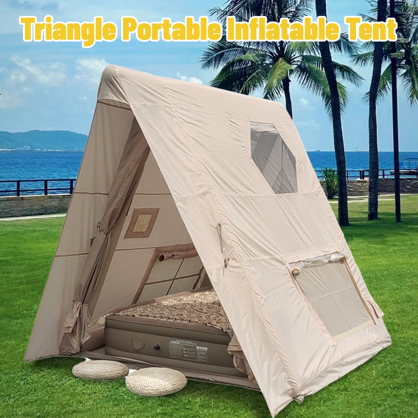 1-2 PERSON TENT Triangle Inflatable Camping Tent | Quick Setup | 4-Season Waterproof Windproof Outdoor Tent | Portable House Hiking & Fishing Special