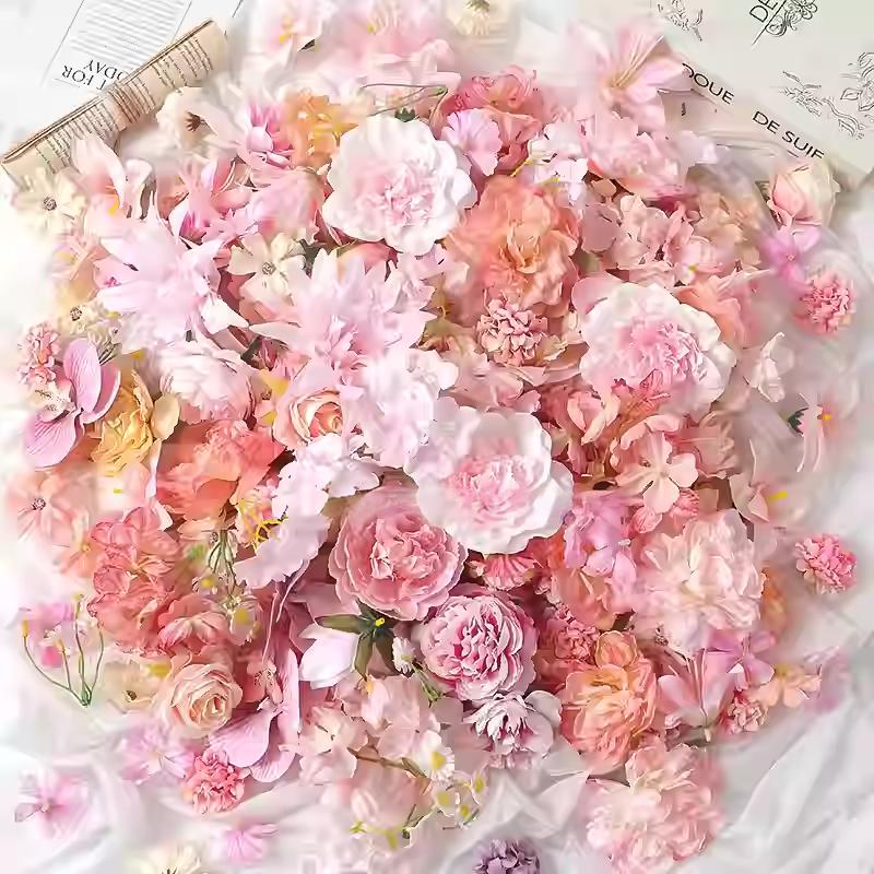 20/50Pcs Pink Artificial Flower Head MSini Silk Artificial Rose Daisy Flower Craft Supplies Wedding Party Wreath Home Decoration