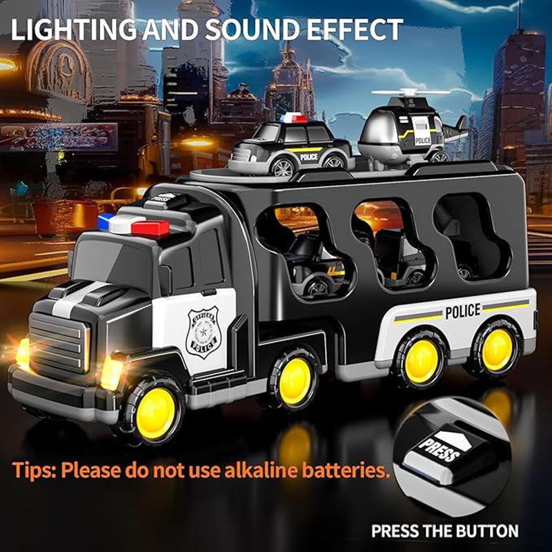 TEMI Police Car Toys, Suitable For Children Aged 3 - 6. 5-in-1 Transport Truck Toy Police Car Toys