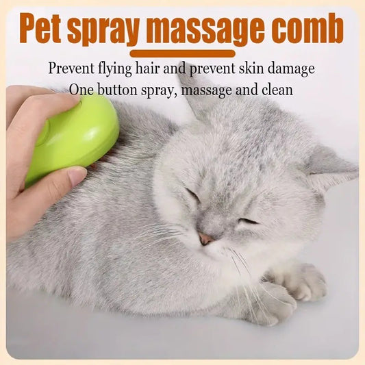3-in-1 Cat Dog Steam Brush Electric Sprayer Massage Pet Grooming Tool Supplies