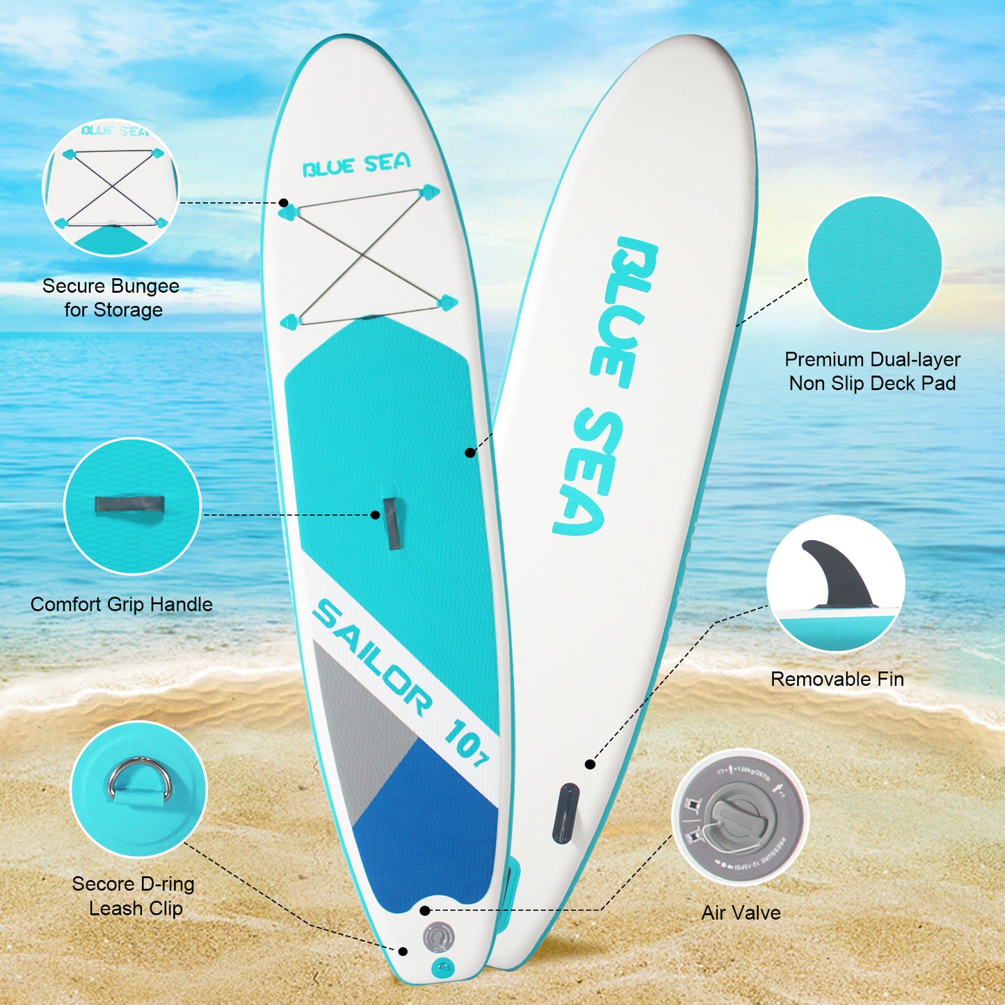 10FT 8IN INFLATABLE STAND UP PADDLE BOARD | ECO PVC NON-SLIP DECK | ADULT SUP BOARD | SURF/YOGA/FISHING PADDLE BOARD