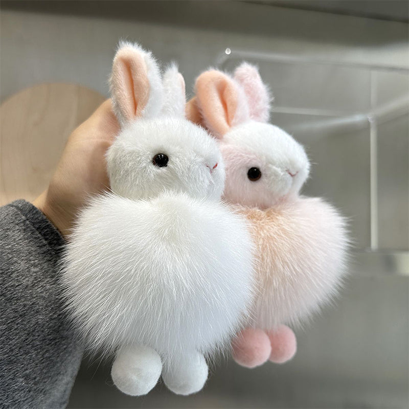 Cartoon - style plush rabbit keychain pendants, fashionable and cute animal rabbit pom - pom backpack accessory pendant toy keychains