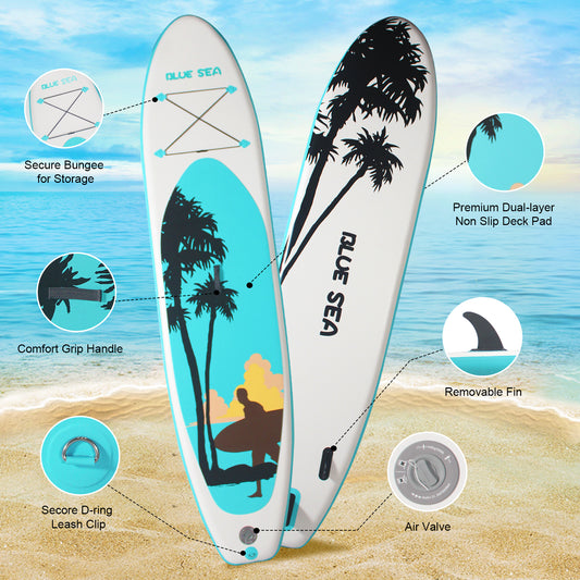 PORTABLE INFLATABLE STAND UP PADDLE BOARD | 10'6"×32"×6" DIMENSIONS | PREMIUM PVC MATERIAL | FULL KIT FOR ADULTS/YOUTH