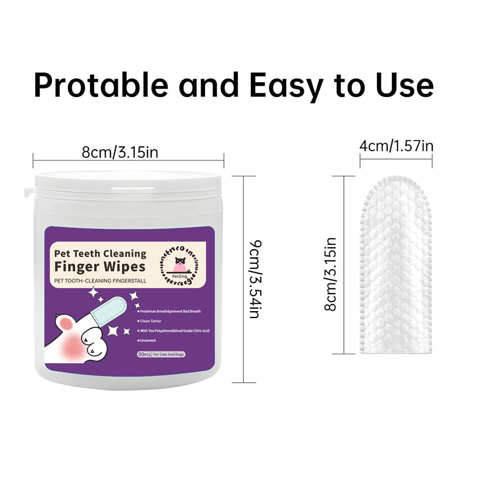Teeth Cleaning Wipes for Dogs & Cats | Reduces Plaque | Freshens Breath | Finger Wipes | Disposable | Gentle Cleaning & Gum Care