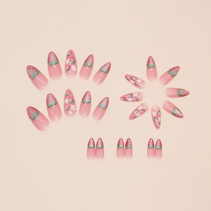 24-Piece Long Almond Shape Fruit Pattern Press-On Nails | Cute Vibrant False Nails