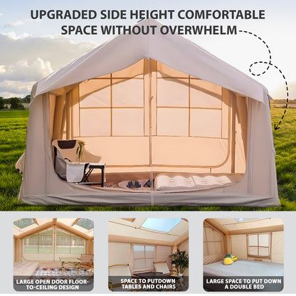 5-8 People Inflatable Tent for Camping | Easy Quick Setup Blow Up Tent | 80.73 Square Feet 4 Season Inflatable Tent with Stove Jack
